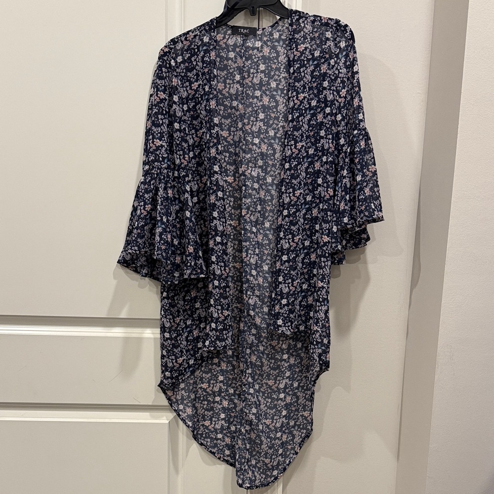 Trac Navy Floral Kimono Top